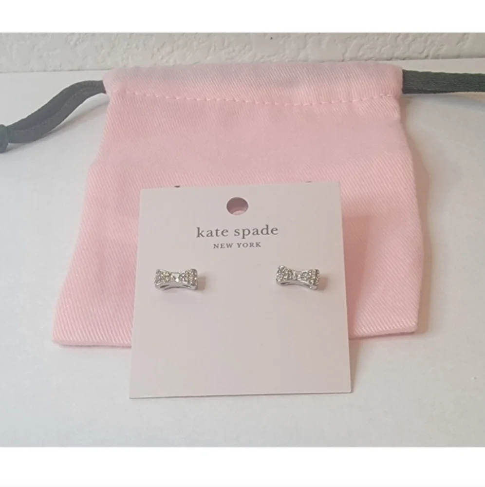 Kate Spade Ready Set Bow Earrings in Rose Gold Pave